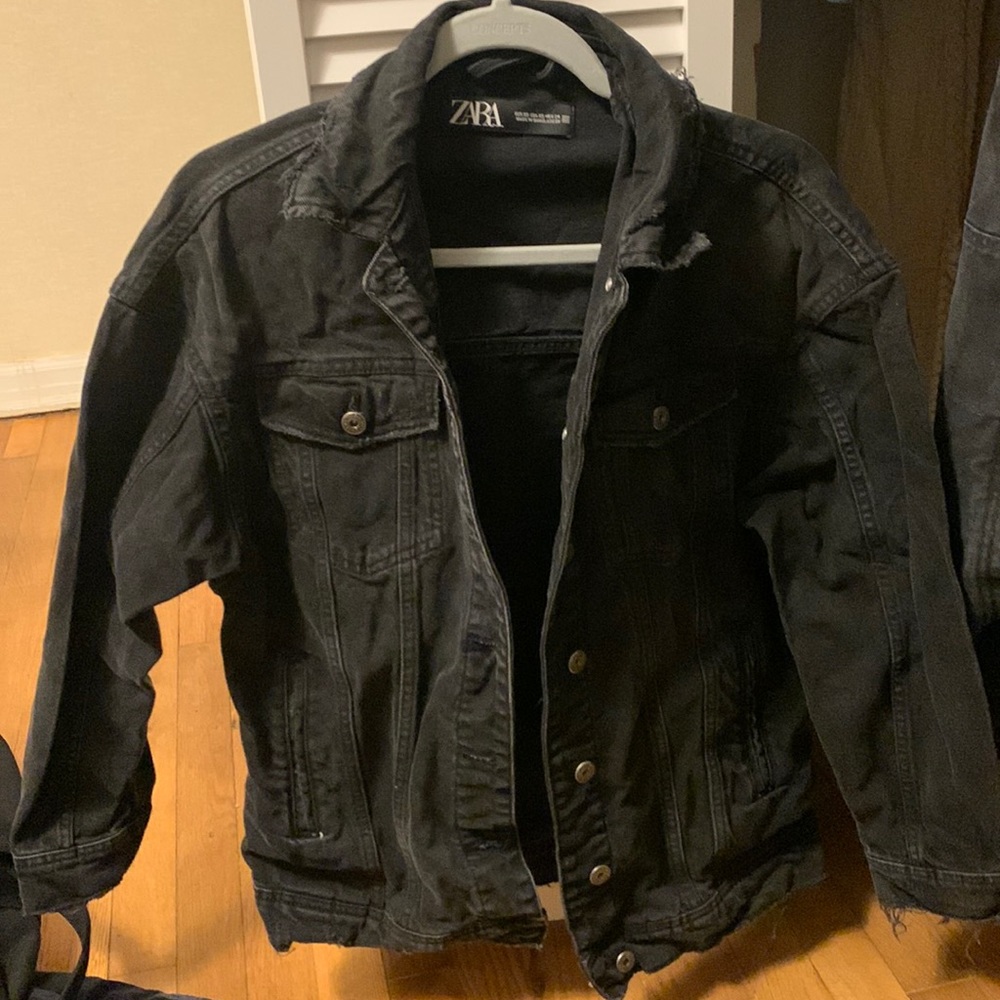Zara black denim jacket XS